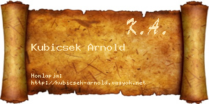 Kubicsek Arnold névjegykártya