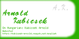 arnold kubicsek business card